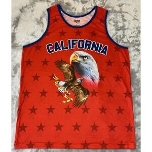 Home‎ Free Tank Top Mens Large Red California Bald Eagle Patriotic Stars 1776